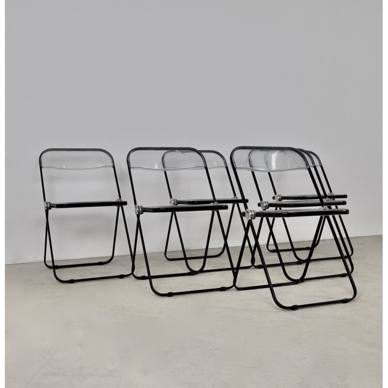 Set of 6 vintage Plia folding chairs by Giancarlo Piretti for Castelli, 1970s