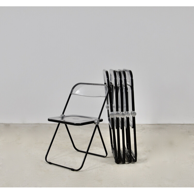 Set of 6 vintage Plia folding chairs by Giancarlo Piretti for Castelli, 1970s