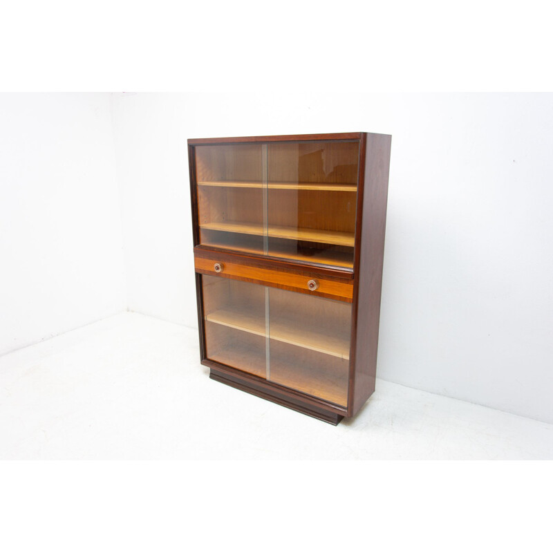 Mid century bookcase in walnut by Jindrich Halabala, Czechoslovakia 1950s