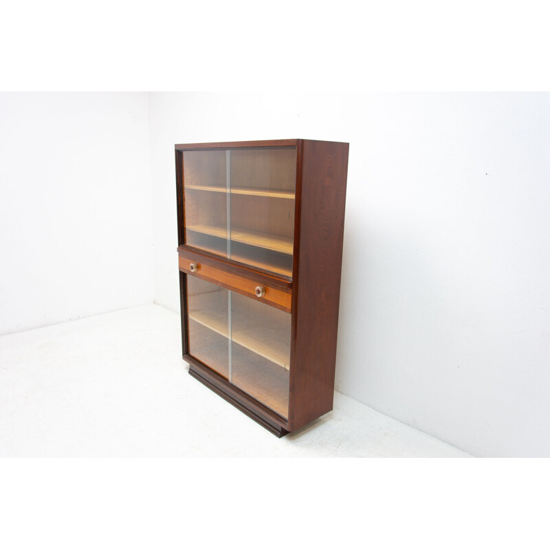 Mid century bookcase in walnut by Jindrich Halabala, Czechoslovakia 1950s