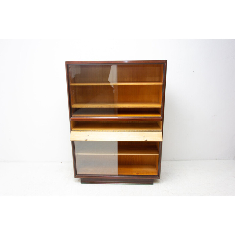 Mid century bookcase in walnut by Jindrich Halabala, Czechoslovakia 1950s