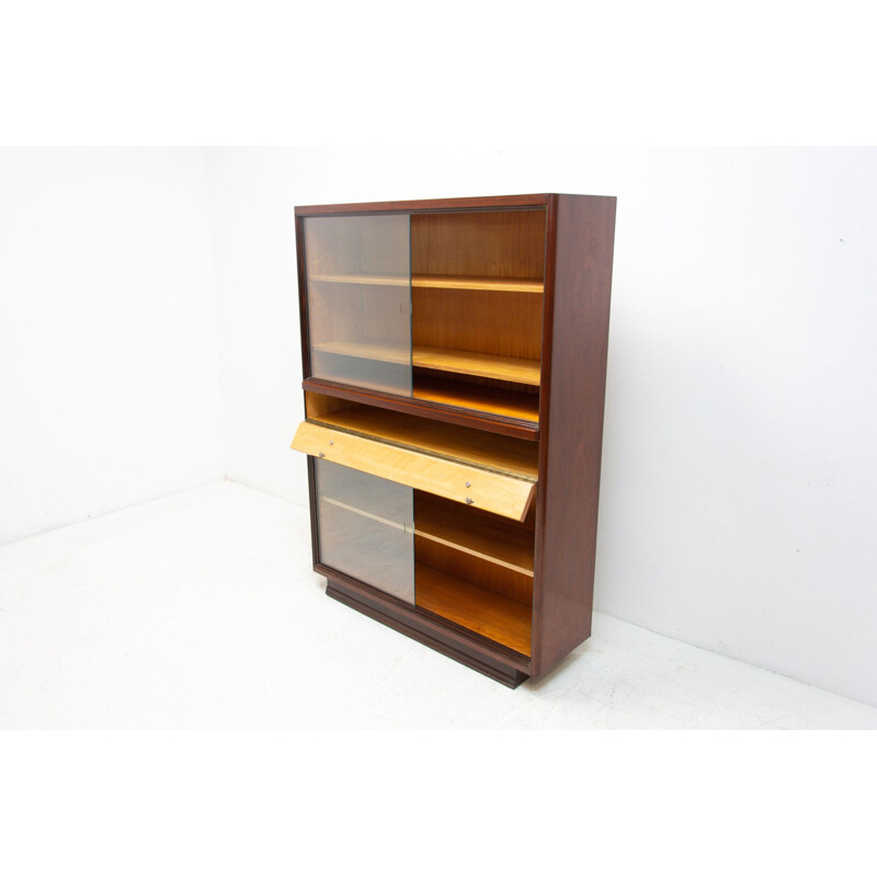 Mid century bookcase in walnut by Jindrich Halabala, Czechoslovakia 1950s