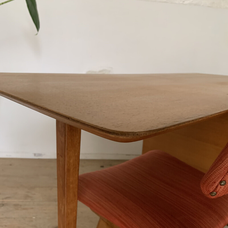 Vintage oak desk by Jacques Hauville for Bema, 1950s