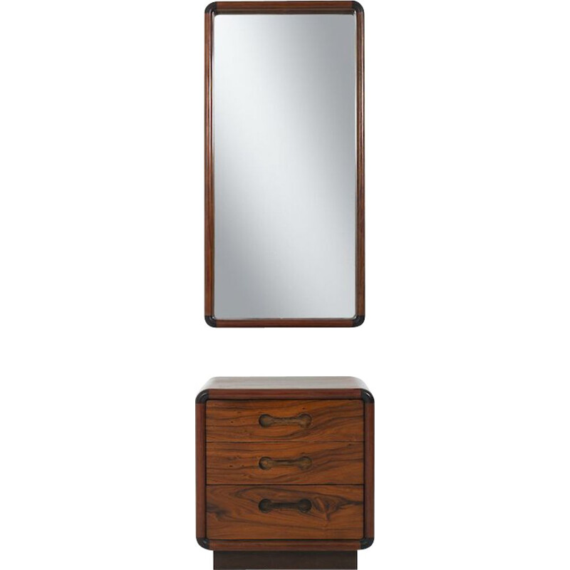 Vintage walnut chest of drawers and mirror by Poul Cadovius for CADO, Denmark 1970s