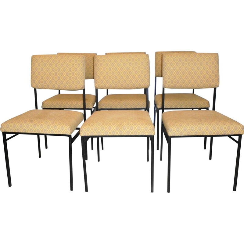 Set of 6 vintage chairs by Jacqueline Lecoq and Antoine Philippon for Airborne, 1960s