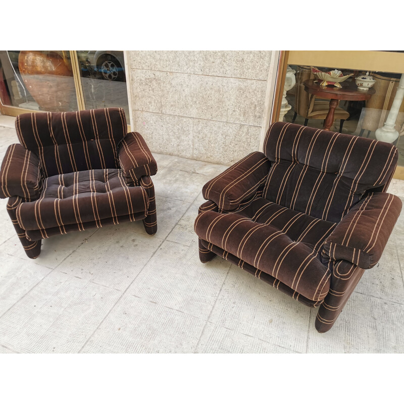 Pair of vintage Coronado armchairs by Tobia Scarpa for B&B Italia, 1970s