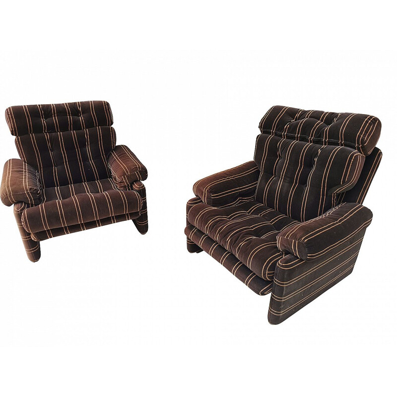 Pair of vintage Coronado high-backed armchairs by Tobia Scarpa for B&B Italia, 1970s