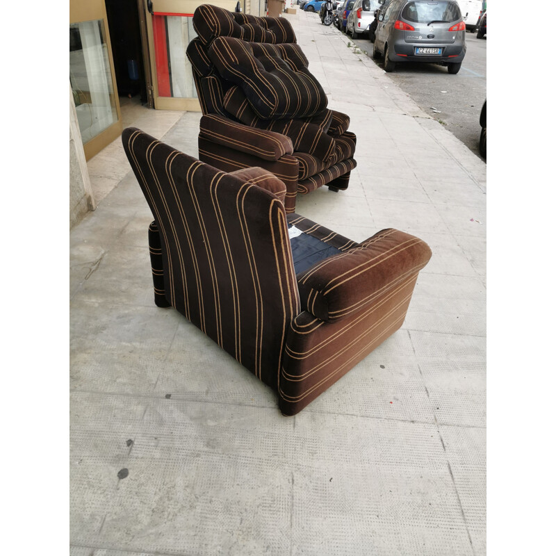 Pair of vintage Coronado high-backed armchairs by Tobia Scarpa for B&B Italia, 1970s