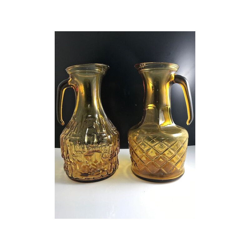 Pair of vintage hand-molded decanters, Italy