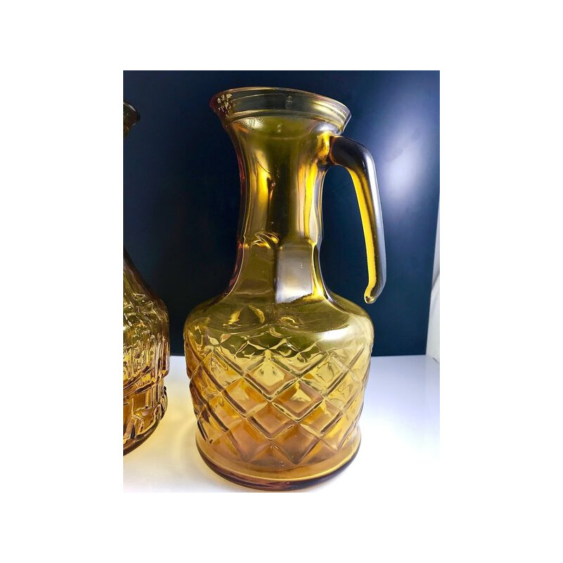 Pair of vintage hand-molded decanters, Italy