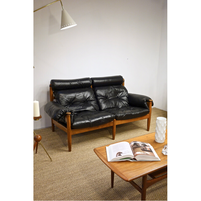 Scandinavian vintage leather sofa by Eric Merthen for Ire Møbler, Sweden 1960s