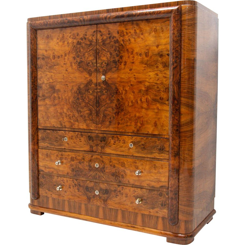 Vintage art deco sideboard in wood and walnut veneer, 1930