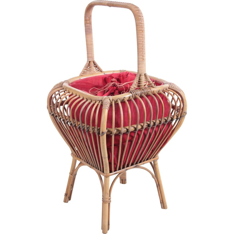 Vintage plant basket or woolsewing basket, France 1960s
