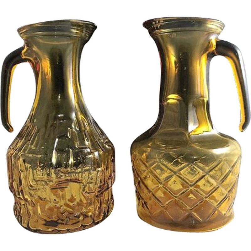 Pair of vintage hand-molded decanters, Italy