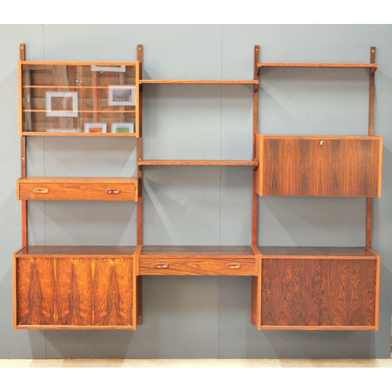 Mid century PS rosewood modular wall system by Peter Sorensen, Denmark 1960s