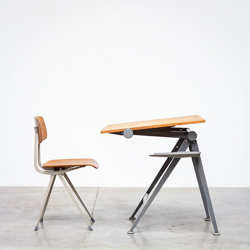Vintage desk and chair set model "Reply" by Wim Rietveld and Friso Kramer Result, 1960
