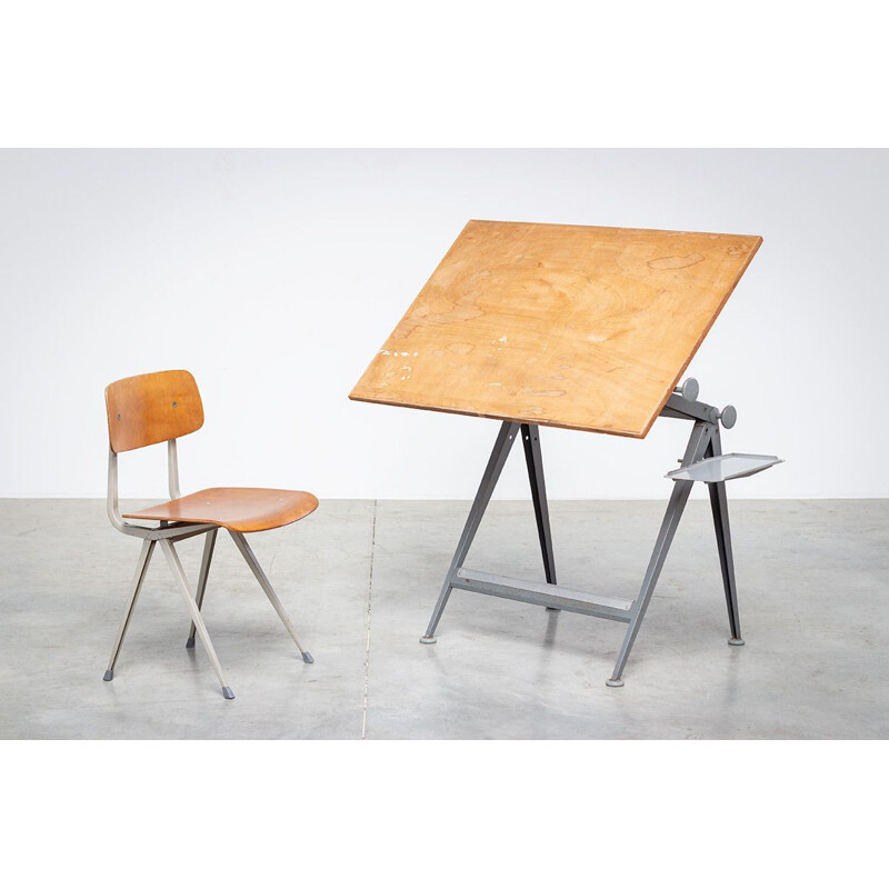 Vintage desk and chair set model "Reply" by Wim Rietveld and Friso Kramer Result, 1960