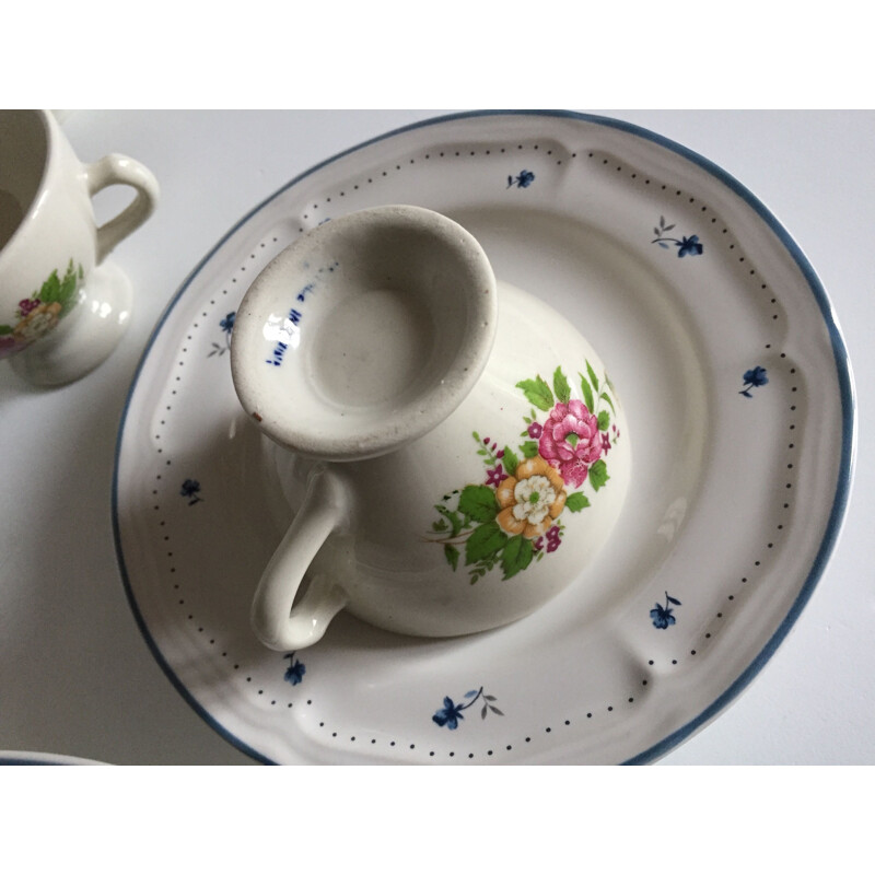 Vintage ceramic dessert set with flowers