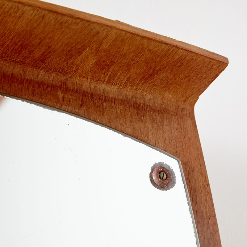 Specchio vintage con cornice in teak, Danimarca 1960