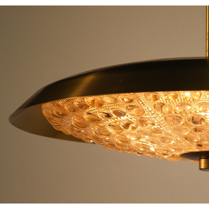 Swedish pendant light in brass and glass, Carl FAGERLUND - 1960s 