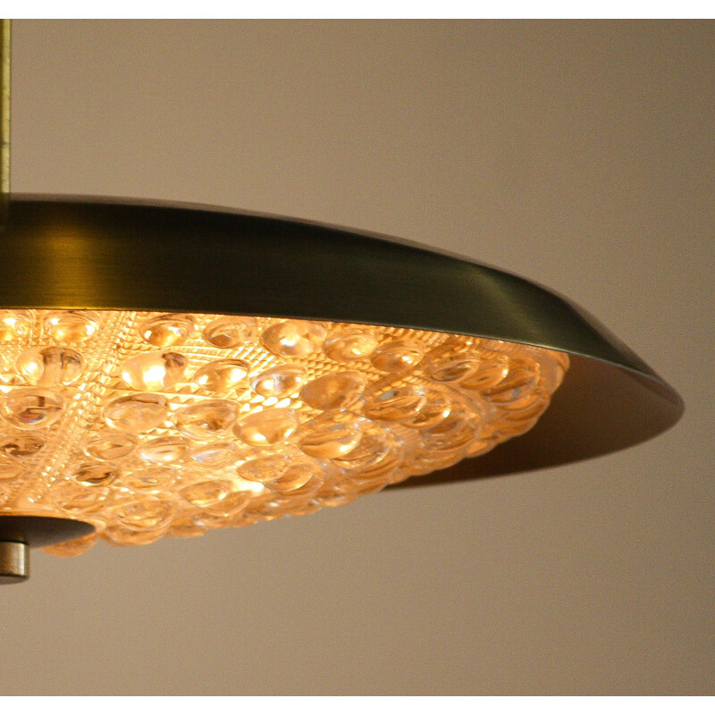 Swedish pendant light in brass and glass, Carl FAGERLUND - 1960s 