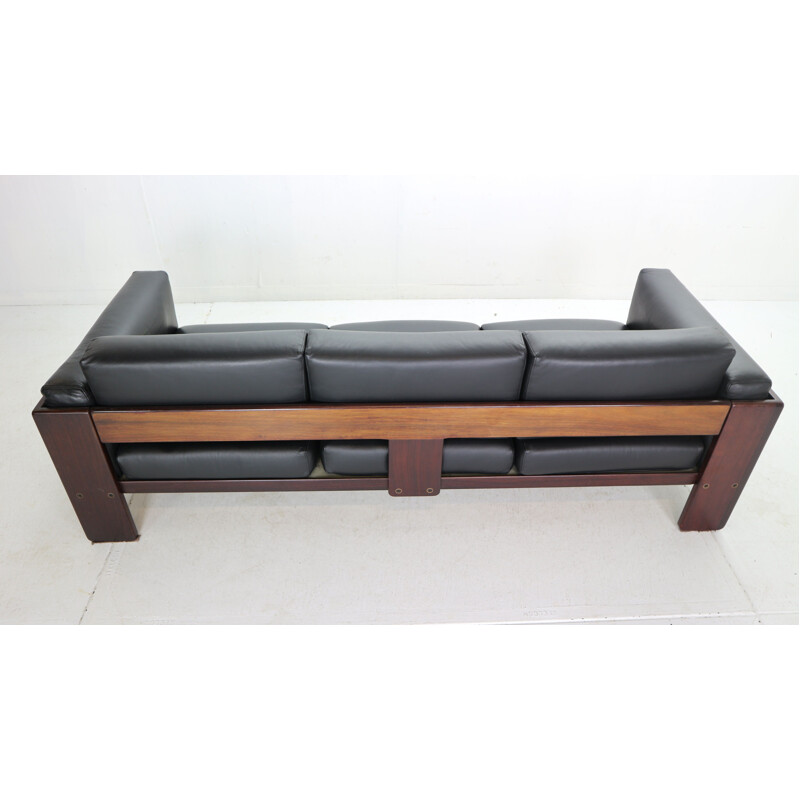 Vintage black leather sofa by Knool for Tobia Scarpa, 1960s