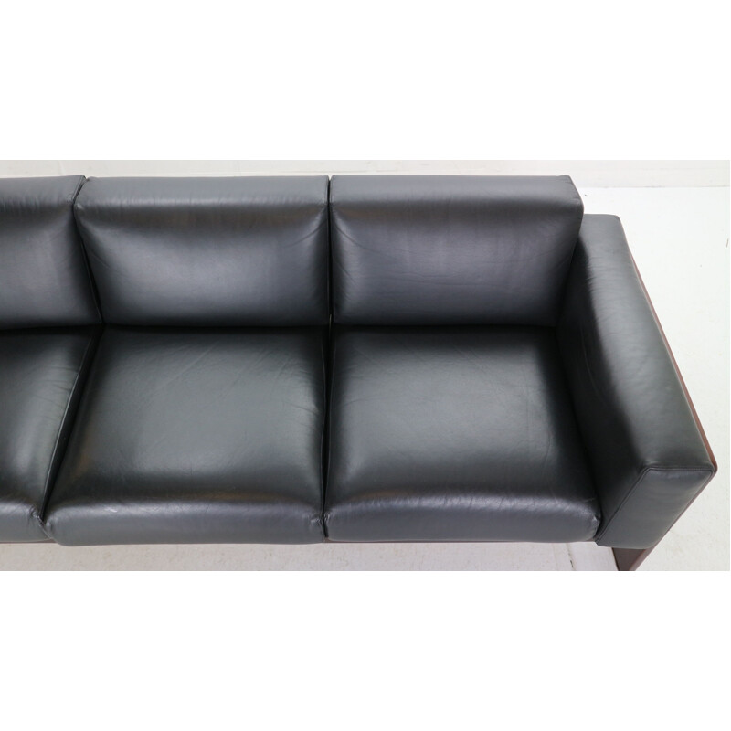 Vintage black leather sofa by Knool for Tobia Scarpa, 1960s