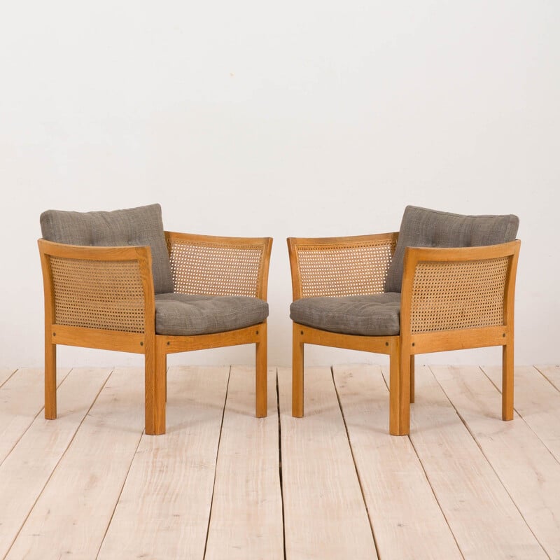 Pair of vintage rattan Plexus armchairs by Illum Wikkelsø for Silkeborg Møbelfabrik, 1970s