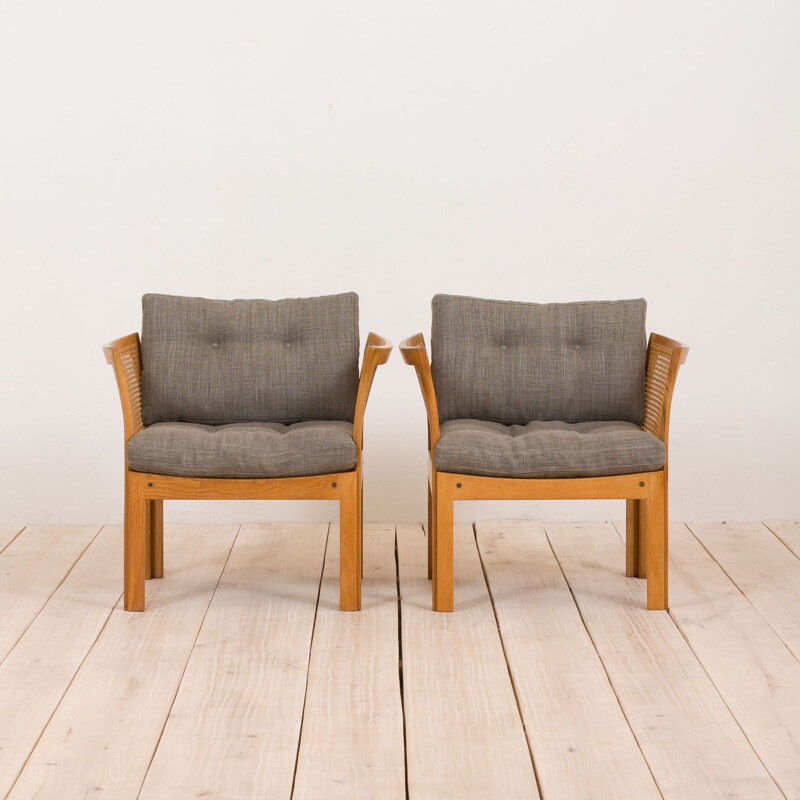 Paire de fauteuils vintage en rotin Plexus par Illum Wikkelsø pour Silkeborg Møbelfabrik, 1970