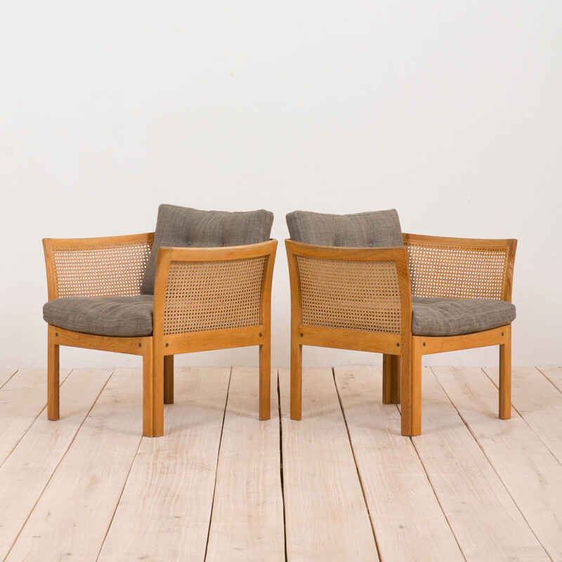 Pair of vintage rattan Plexus armchairs by Illum Wikkelsø for Silkeborg Møbelfabrik, 1970s