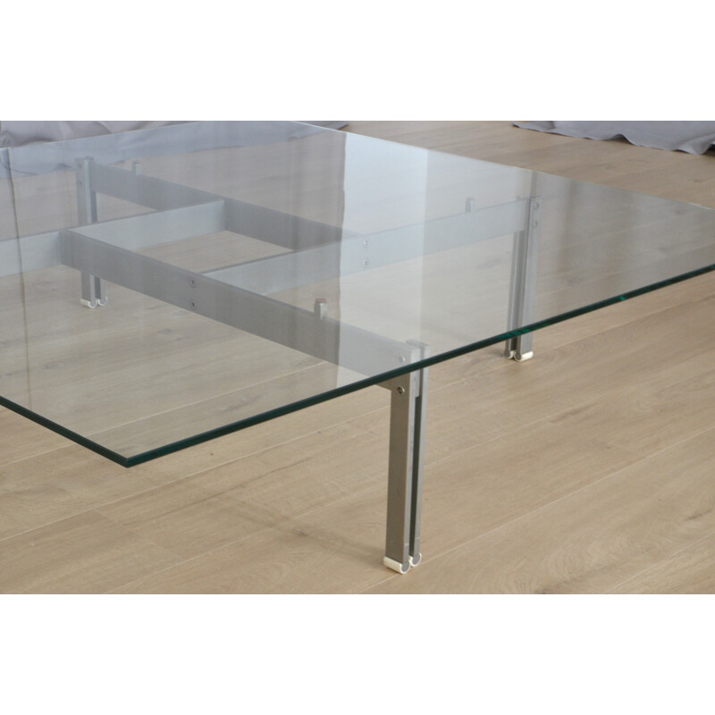 "Onda" table in glass and metal, Giovanni OFFREDI - 1960s