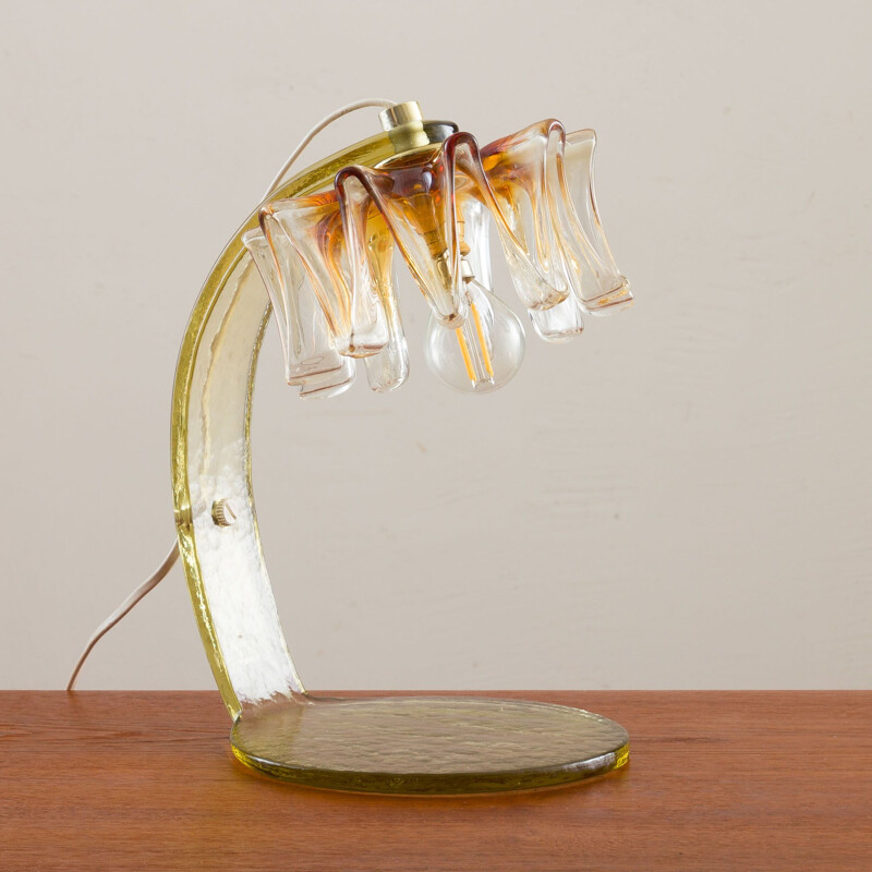 Lámpara de escritorio vintage de cristal de Murano de Carlo Nason para Mazzega, Italia 1970