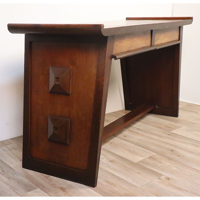 Console vintage brutaliste en chêne, 1940