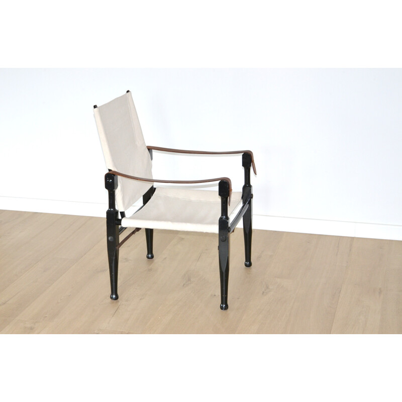 Wohnbedarf "Safari" armchair in white fabric and black lacquered wood par Wilhelm Kienzle - 1950s