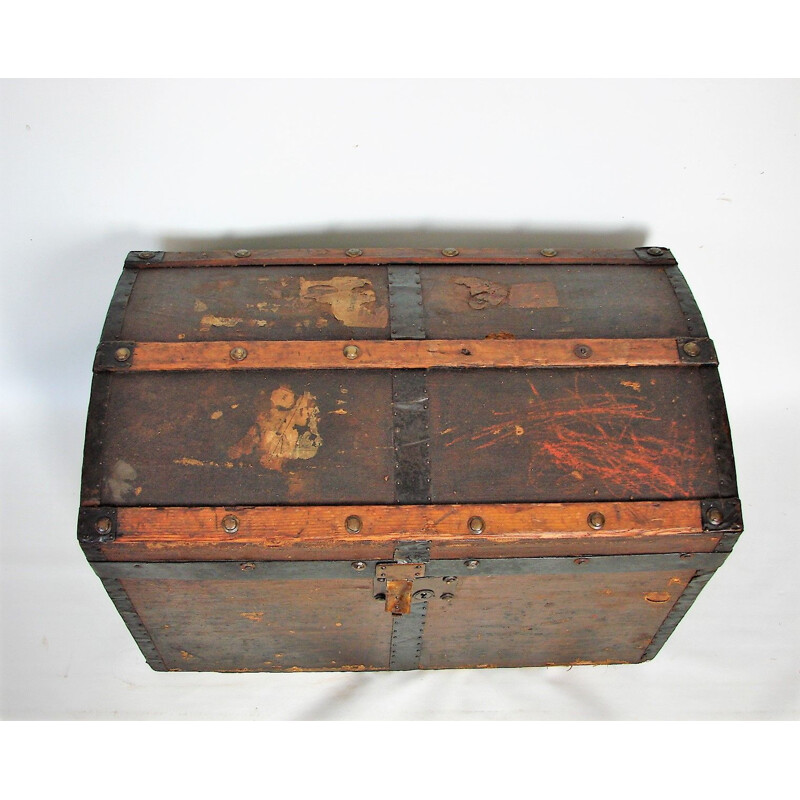 Vintage wood and metal chest, 1900