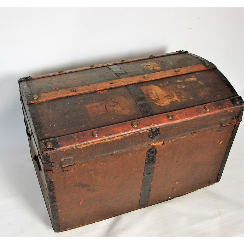 Vintage wood and metal chest, 1900