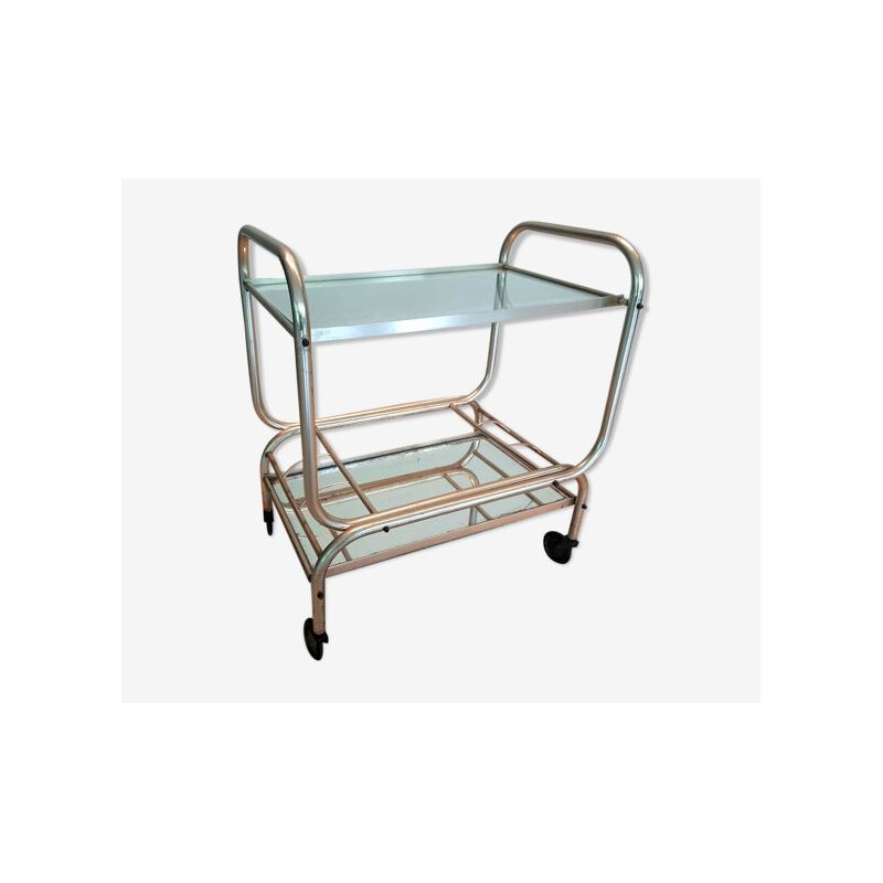 Vintage bar cart in metal and tube with golden highlights