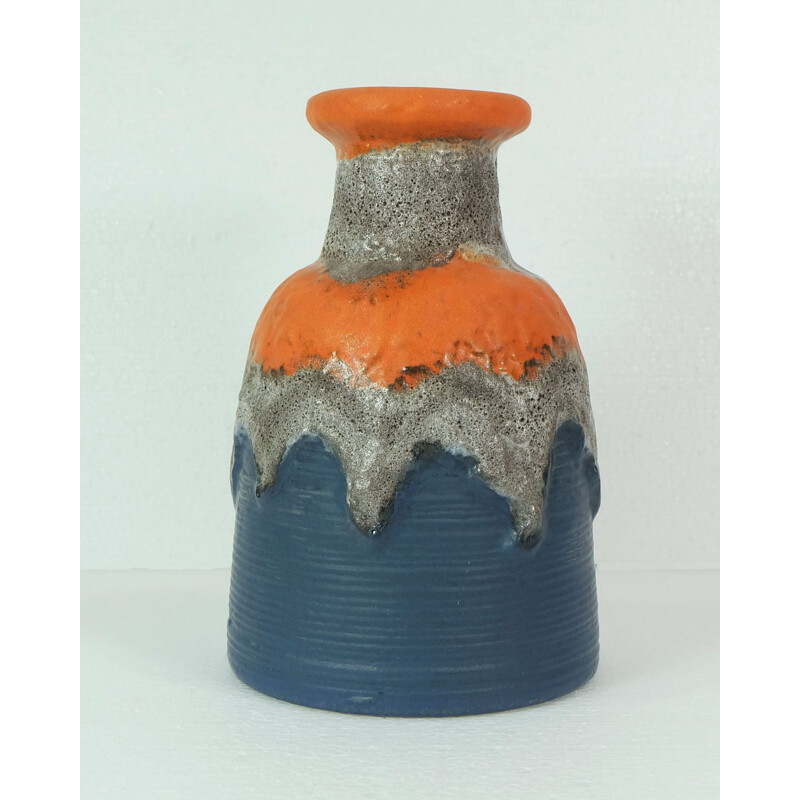 German Duemler & Breiden vase in orange and blue ceramic - 1960s