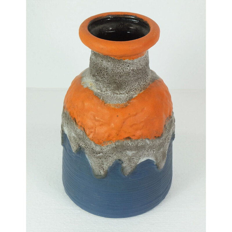 German Duemler & Breiden vase in orange and blue ceramic - 1960s