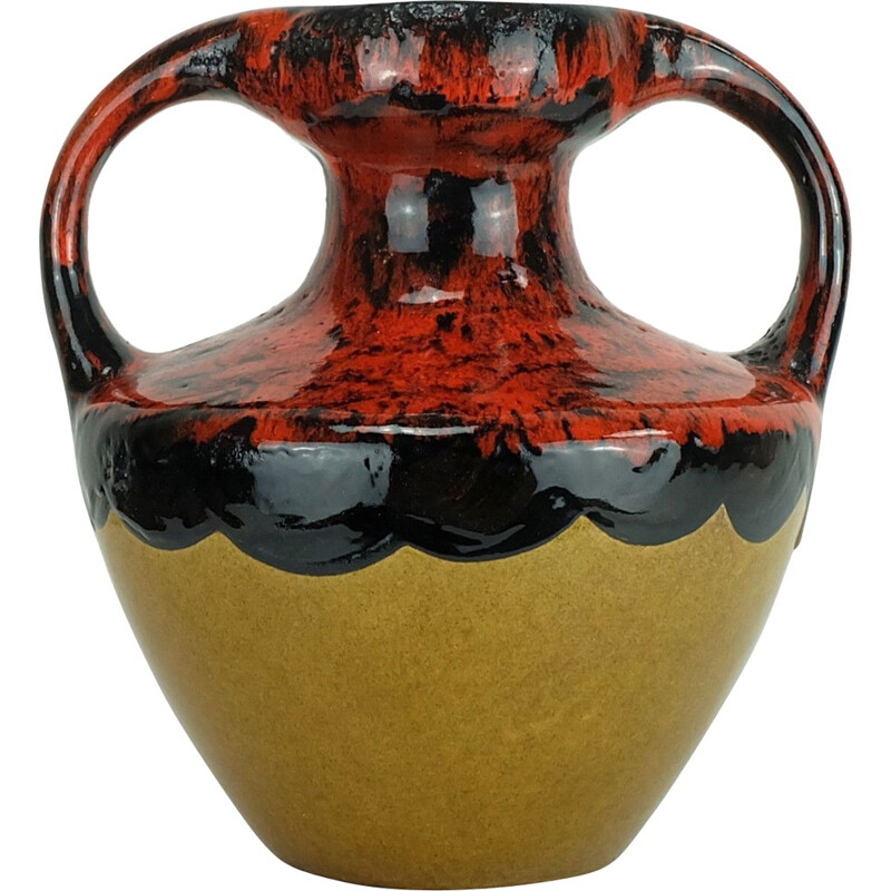 Marei Keramik "9302" double handled Fat Lava vase 1960s