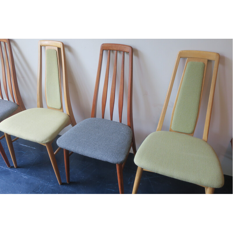 Set of 4 vintage Eva chairs in teak and ash by Niels Koefoed, Denmark 1960