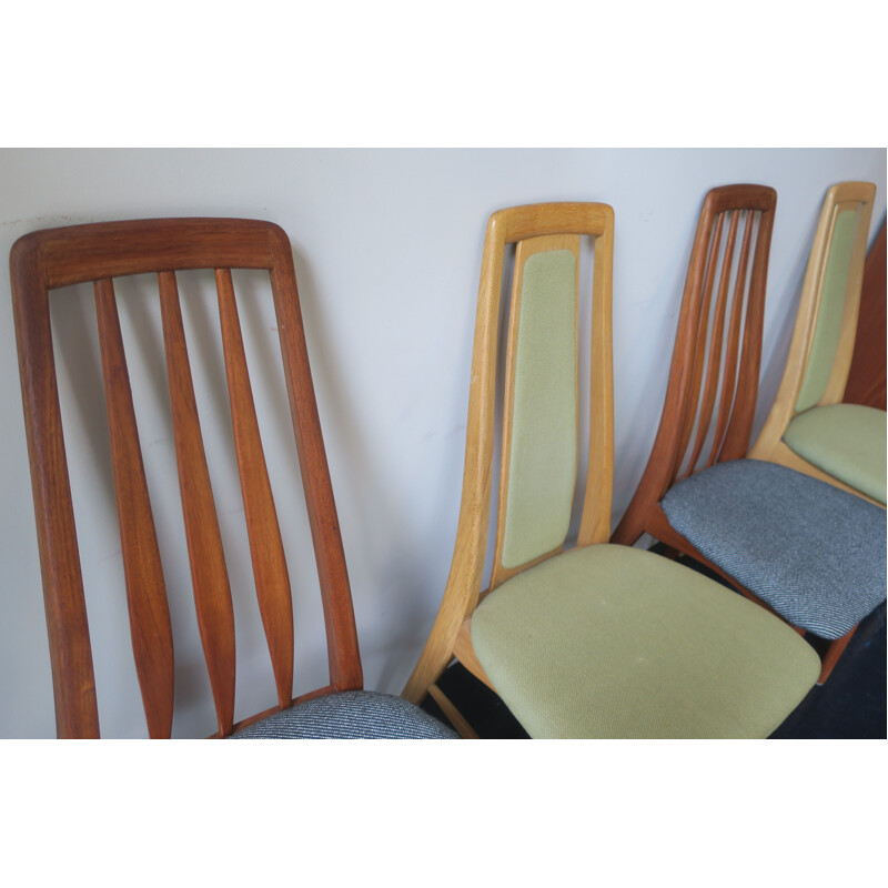 Set of 4 vintage Eva chairs in teak and ash by Niels Koefoed, Denmark 1960