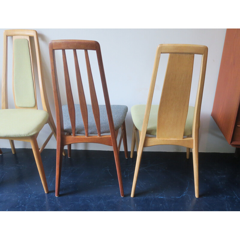 Set of 4 vintage Eva chairs in teak and ash by Niels Koefoed, Denmark 1960