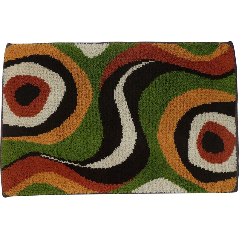 Hand-made rug in multiple colors - 1970s