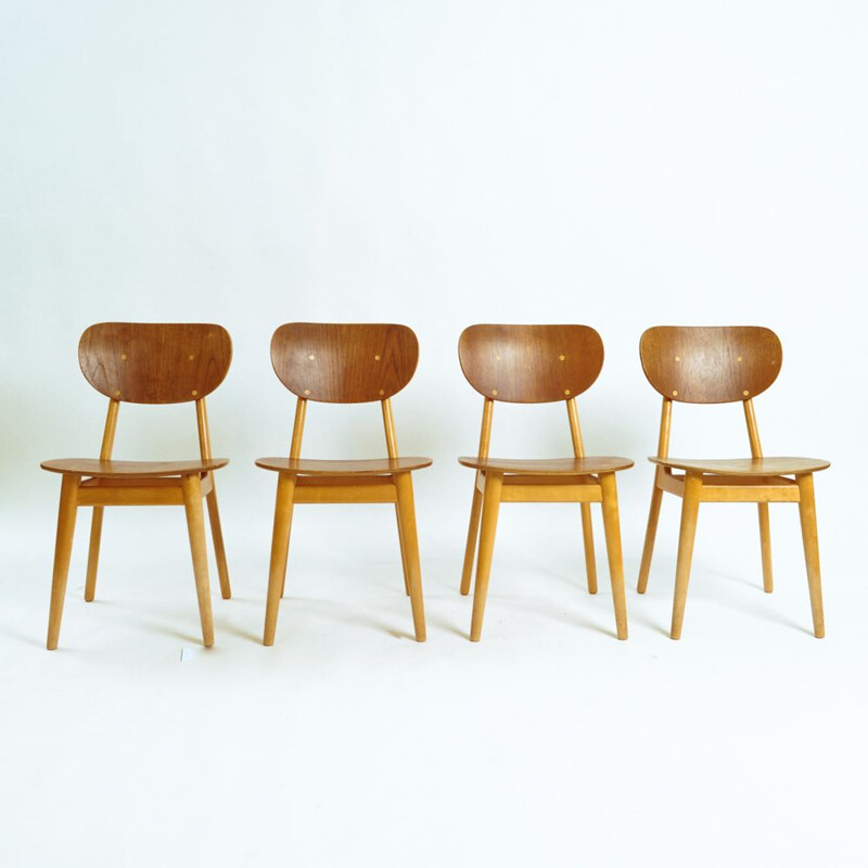 Set of 4 vintage wooden chairs by Cees Braakman for Pastoe, 1950