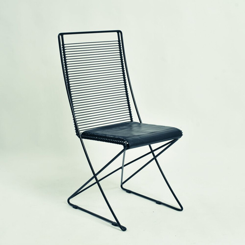 Vintage black till behrens wire Kreuzschwinger chair for Schlubach, 1980s