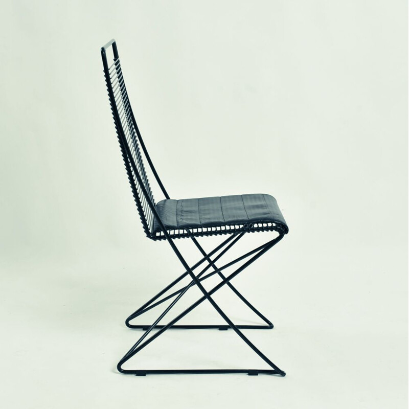 Vintage black till behrens wire Kreuzschwinger chair for Schlubach, 1980s