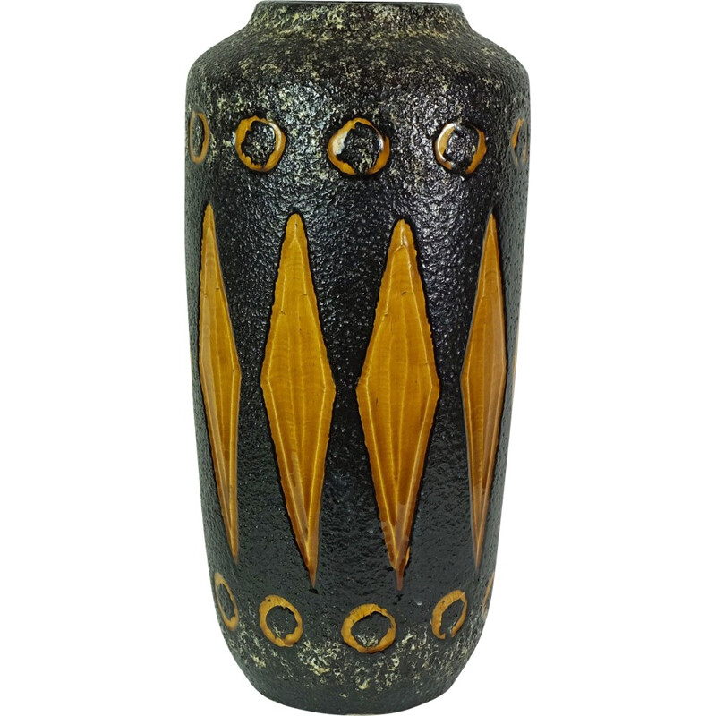 Grand vase "517-45" Scheurich en céramique noire - 1960