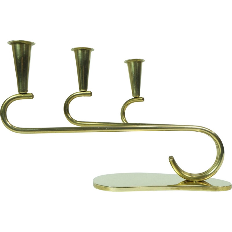 Triple candleholder in brass - 1950s 