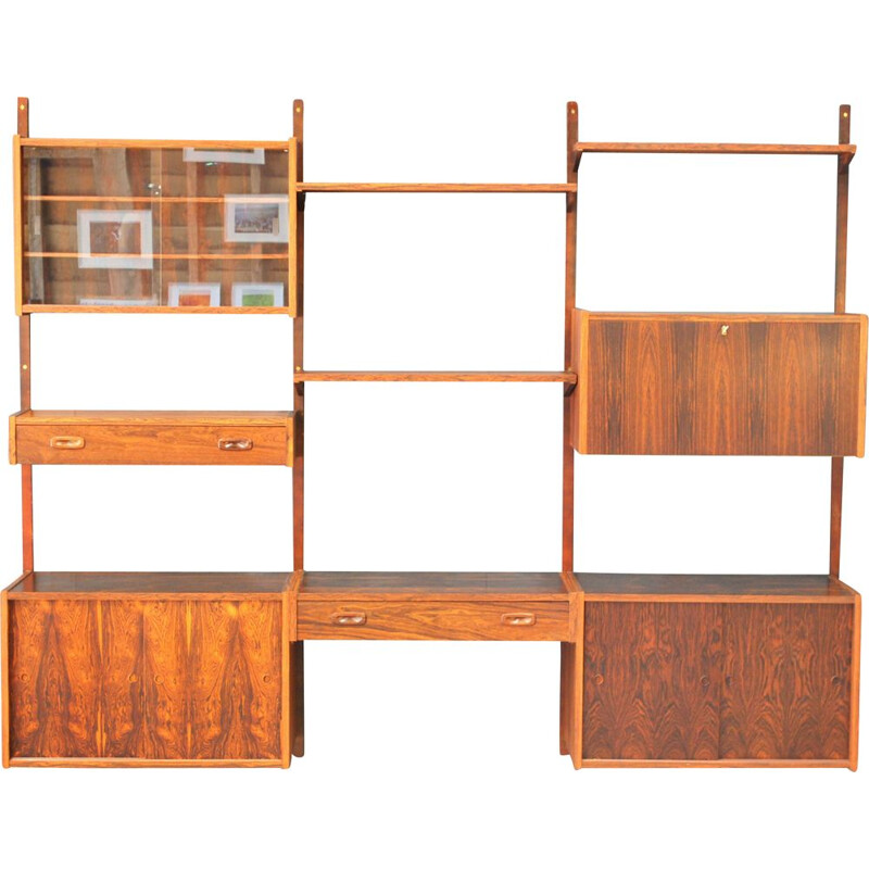 Mid century PS rosewood modular wall system by Peter Sorensen, Denmark 1960s